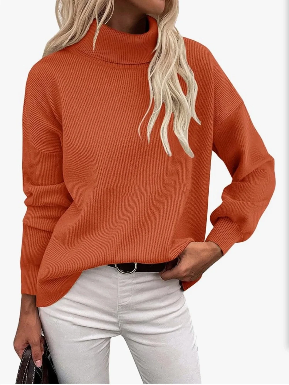 zeagoo Burnt Orange Turtleneck Knit Sweater